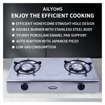 AILYONS GS013-2 Gas Cooker Stainless Steel Double Burner (1YR WRTY), image 3