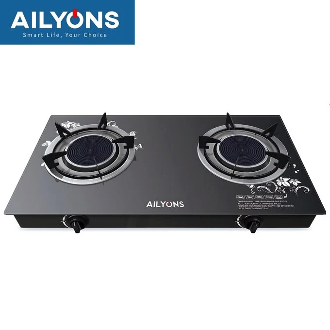 AILYONS GS005A-1, 2 Burner Glass Top Gas Cooker & Infrared Double Burner (1YR WRTY) — JayBright Technologies