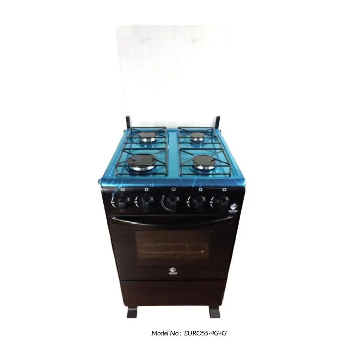 Euroken EURO55-4G+G FOUR BURNER 50X55 BLACK STANDING COOKER WITH GAS OVEN — JayBright Technologies