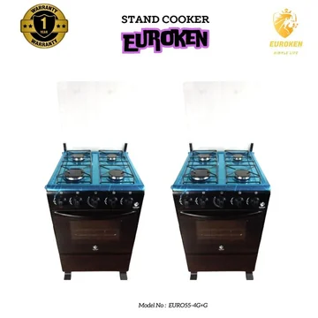 Euroken EURO55-4G+G FOUR BURNER 50X55 BLACK STANDING COOKER WITH GAS OVEN, image 2