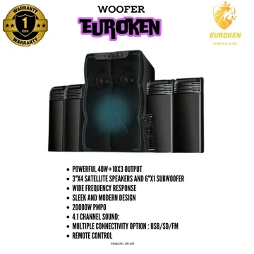 Euroken EK-841 4.1 CH SOUNDBAR SUBWOOFER SPEAKER SYSTEM BLUETOOTH/FM/SB/USB, image 5