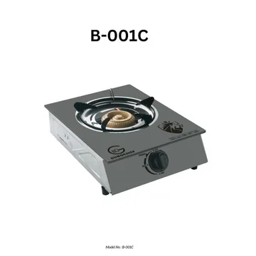 Eurochef B-001C DELUXE SINGLE BURNER AUTO IGNITION GAS COOKER WITH GLASS TOP -GREY, image 3