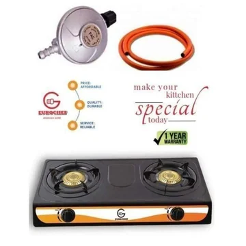 Eurochef ERC Table Top Stainless Steel 2 Burner Gas Cooker Plus 6kg Regulator And Pipe