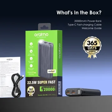 oraimo Traveler 22.5 PD 20000mAh 22.5W Power Bank, image 13
