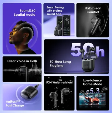 oraimo FreePods Neo Half In Ear True Wireless Earbuds, image 2
