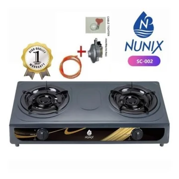 Nunix 2 Gas Burner Stainless Steel Cooker with 13kg Accessories