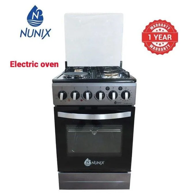 Nunix Standing Cooker 50x55cm – 3 Gas + 1 Electric with Electric Oven — JayBright Technologies