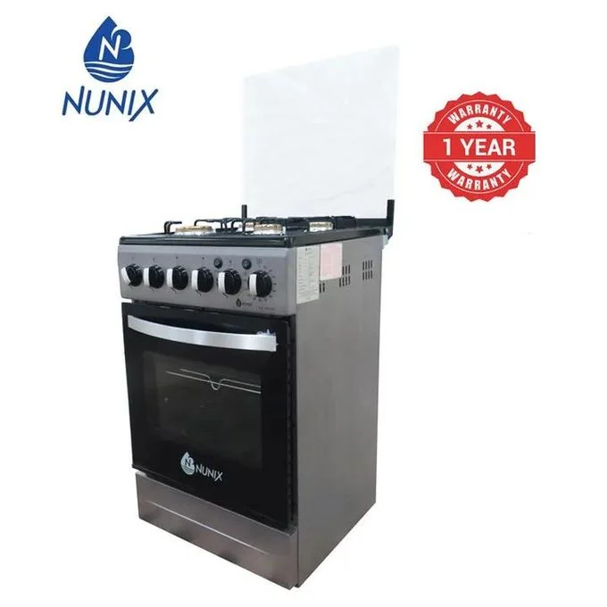 Nunix 50x55cm Gas Cooker – 4 Gas Burners with Gas Oven + 1 Year Warranty — JayBright Technologies