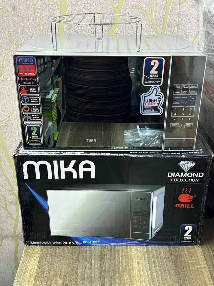 MIKA Microwave Oven, 20L, Digital, With Grill (Combi), Mirror Black — JayBright Technologies