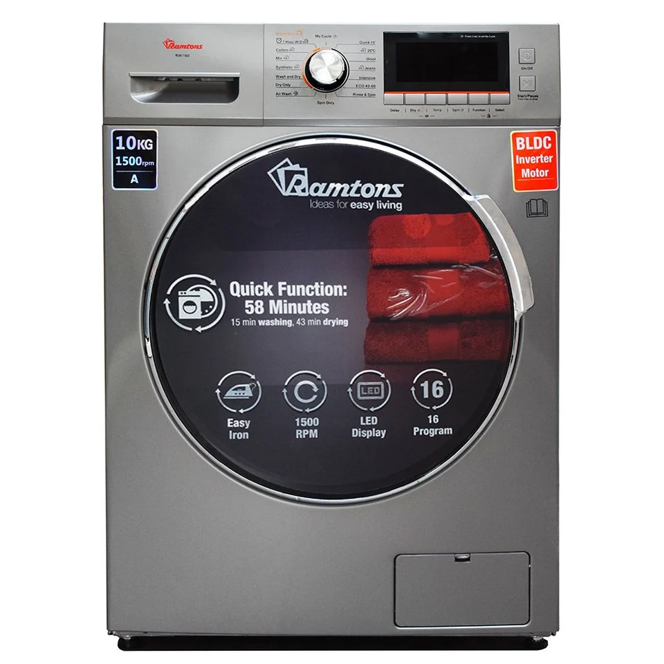 FRONT LOAD FULLY AUTOMATIC 10KG WASHER, 7KG DRYER, SILVER – RW/160 — JayBright Technologies