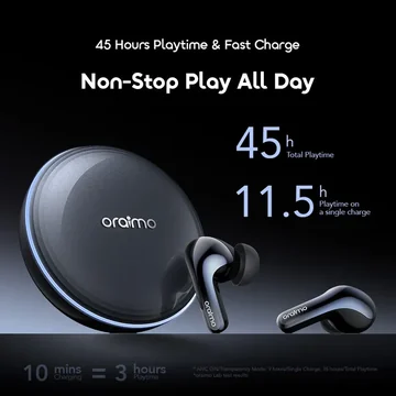 oraimo SpaceBuds 2 AI Smart 45hrs Playtime True ANC Wireless Earbuds, image 8