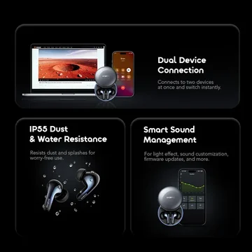 oraimo SpaceBuds 2 AI Smart 45hrs Playtime True ANC Wireless Earbuds, image 5