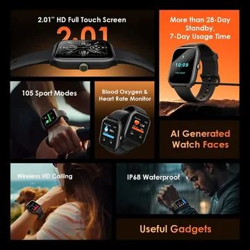 oraimo Watch 5 Lite 2.01″ HD IP68 Smart Watch OSW-804, image 8