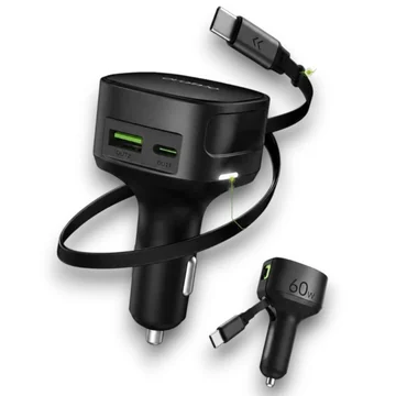 Oraimo Powerdrive 601 Pro OCC-7601T 60W Fast Car Charger With Built In Retractable Cable