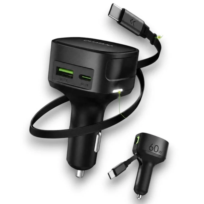 Oraimo Powerdrive 601 Pro OCC-7601T 60W Fast Car Charger With Built In Retractable Cable — JayBright Technologies